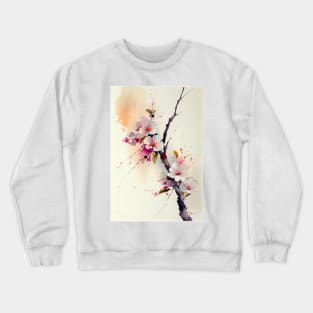 Watercolor Cherry Blossoms Blooms Flowers Tree Branch Crewneck Sweatshirt